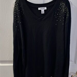 Nine West Black Studded Women's Top